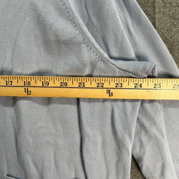 Isaac Mizrahi Live! Zip Front Collared Cardigan Satin Blue Size X-Large - Picture 7 of 8